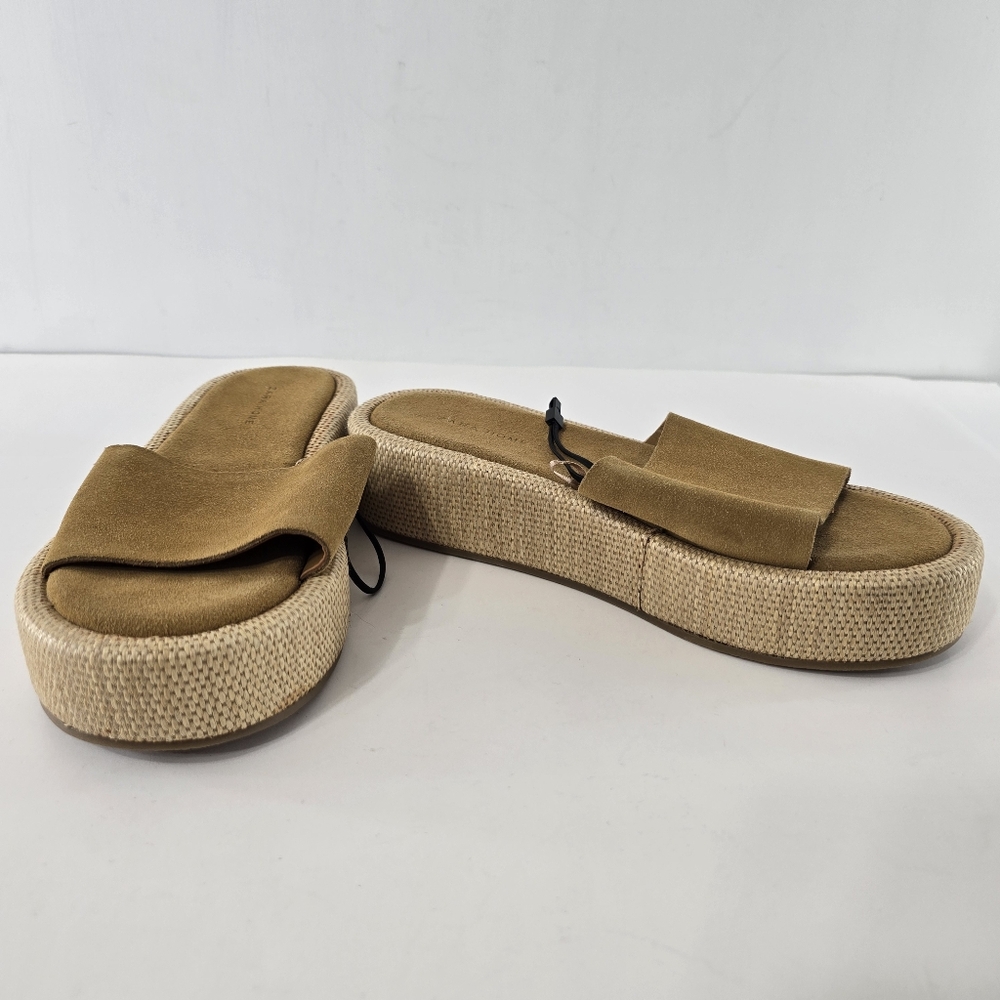 Zara Home Suede Espadrille Platform Slide Slip On Sandals Jute Woven NWT Size 8 - Picture 2 of 8